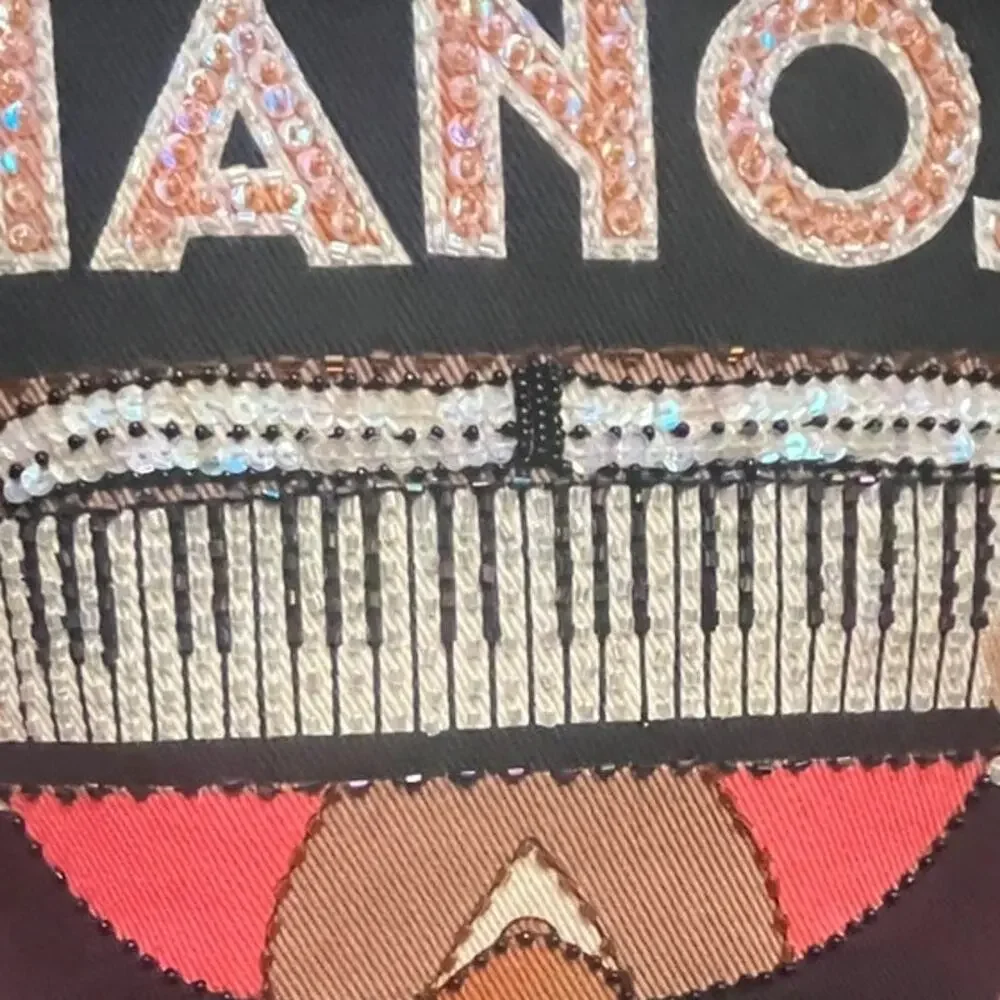 Pianos Man Purse Bag in Red & Black with sequin & beading - Picture 2 of 8